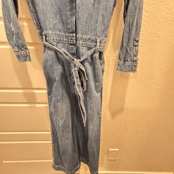 Vintage Gap Denim Full Bodysuit Jumper Women's Size 4 Tie Belt 80s 90s Fashion - Picture 4 of 8